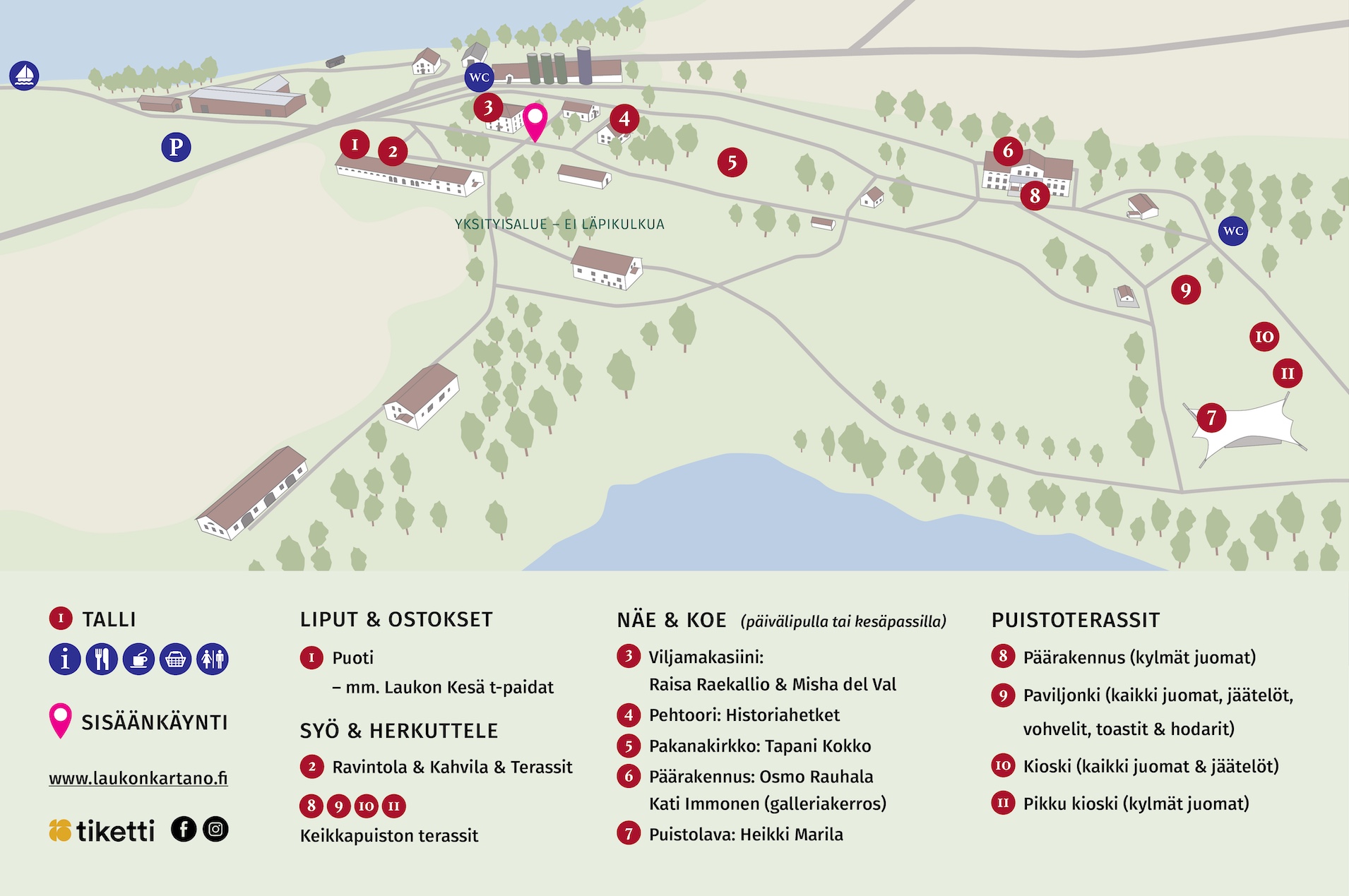 Laukon kartano Infokartta 2025 Laukon Kesä näyttelyt puisto